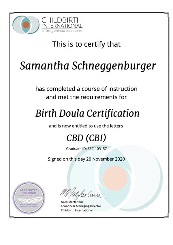 Schneggenburger, Samantha — doula training — photo 1