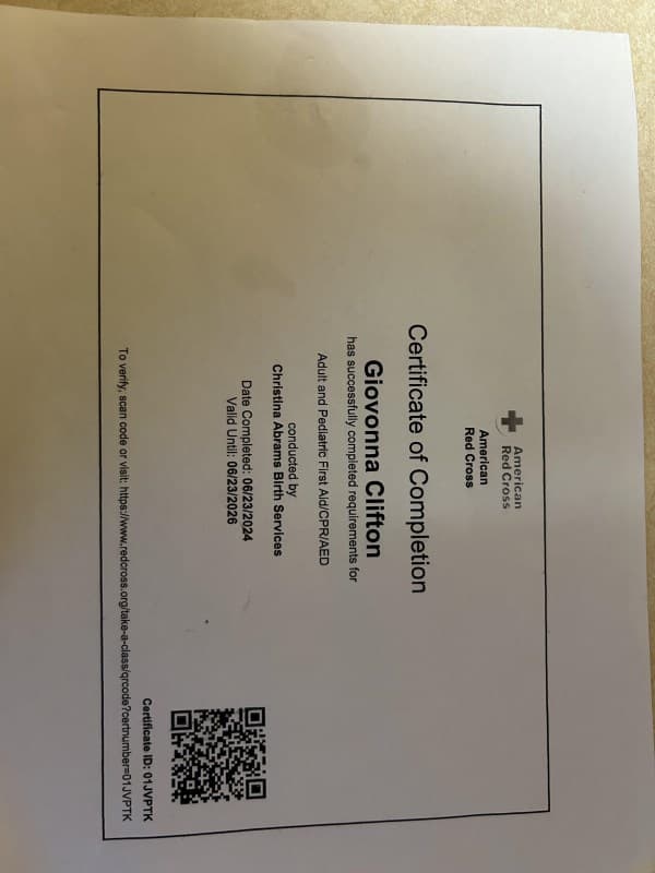 Clifton, Giovonna — doula training — photo 4