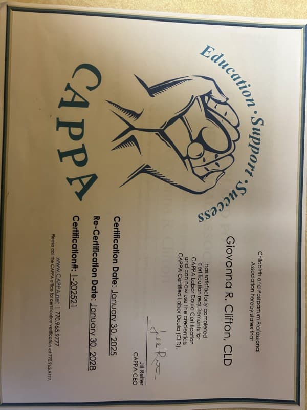 Clifton, Giovonna — doula training — photo 3