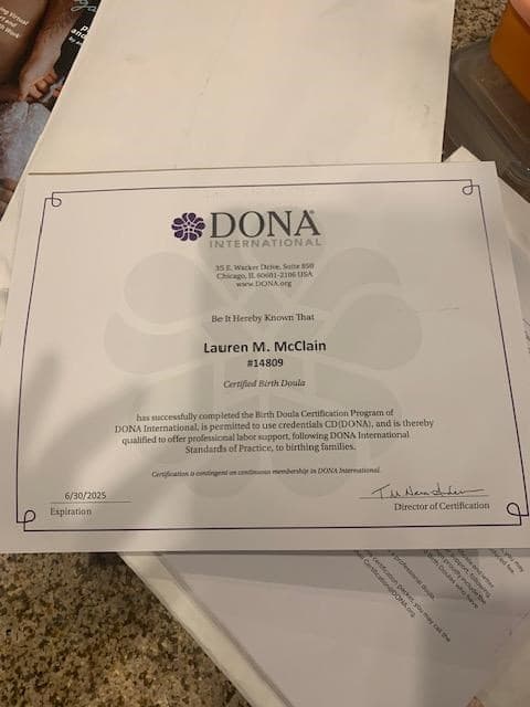 Mcclain, Lauren — doula training — photo 1