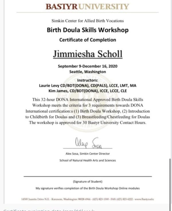 Scholl, Jimmiesha — doula training — photo 1
