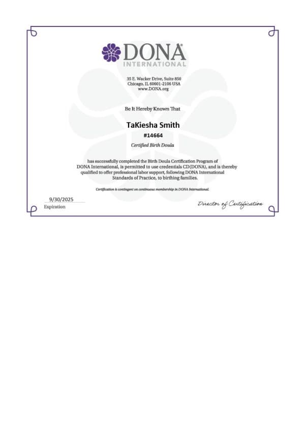 Smith, Takiesha — doula training — photo 1