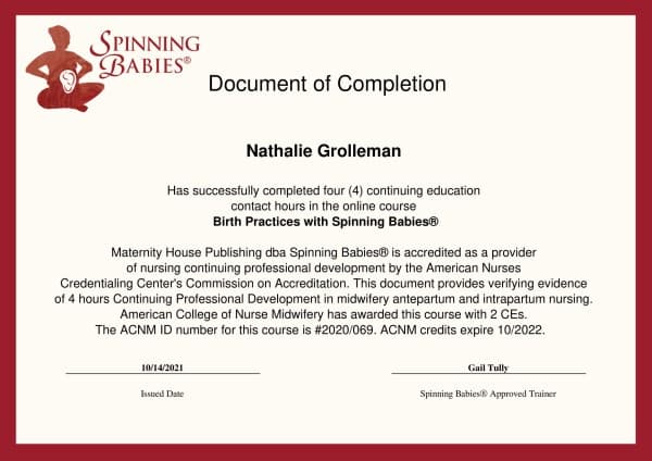 Cd, Nathalie — doula training — photo 2