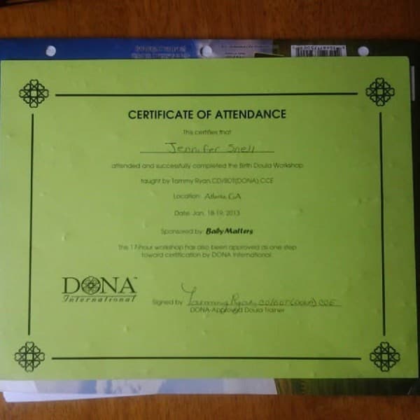 Jennifer Finley — doula training — photo 2
