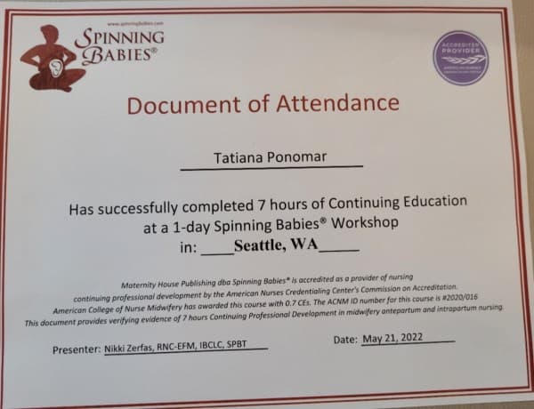 Ponomar, Tatiana — doula training — photo 1