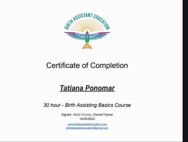 Ponomar, Tatiana — doula training — photo 5