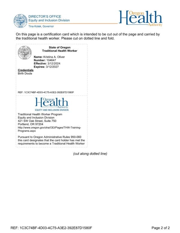 Krissie Oliver — doula training — photo 4